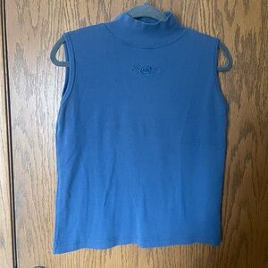 Blue Sleeveless Mock Neck Top